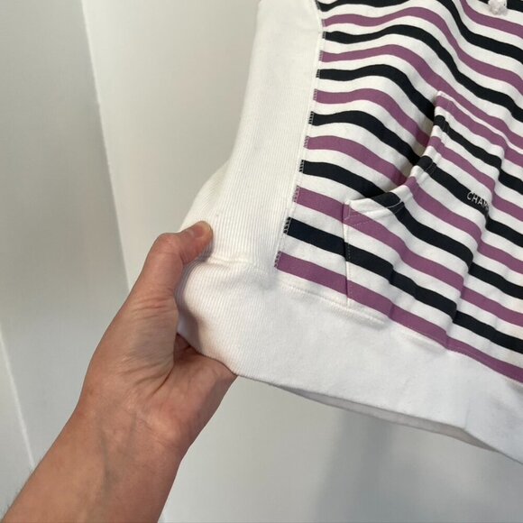 CHAMPION Life Reverse Weave Print Hoodie White Purple Gray Striped Colorblock S - Picture 14 of 16